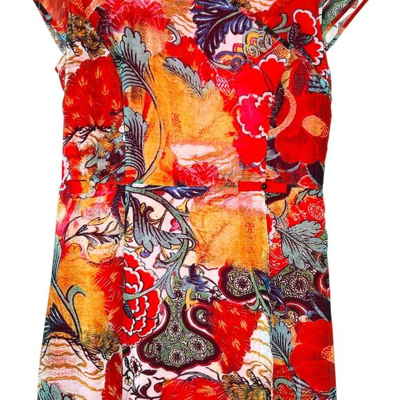 FLORYDAY Maxi Dress Cap Sleeve Floral Abstract Print in Multicolor Women's Large - Picture 4 of 11